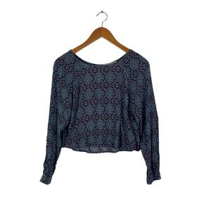 Forever 21 Printed Crop Top Long Sleeve XS